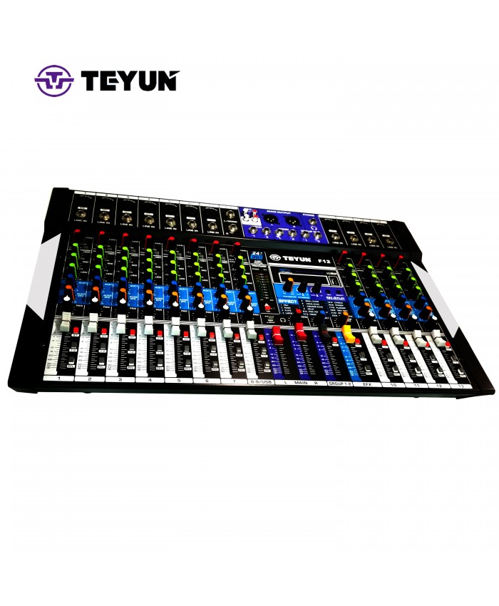 High Quality Professional 12 Channel Mixer Microphone Dsp Front Effector Multimedia Recording Stage Audio Mixer