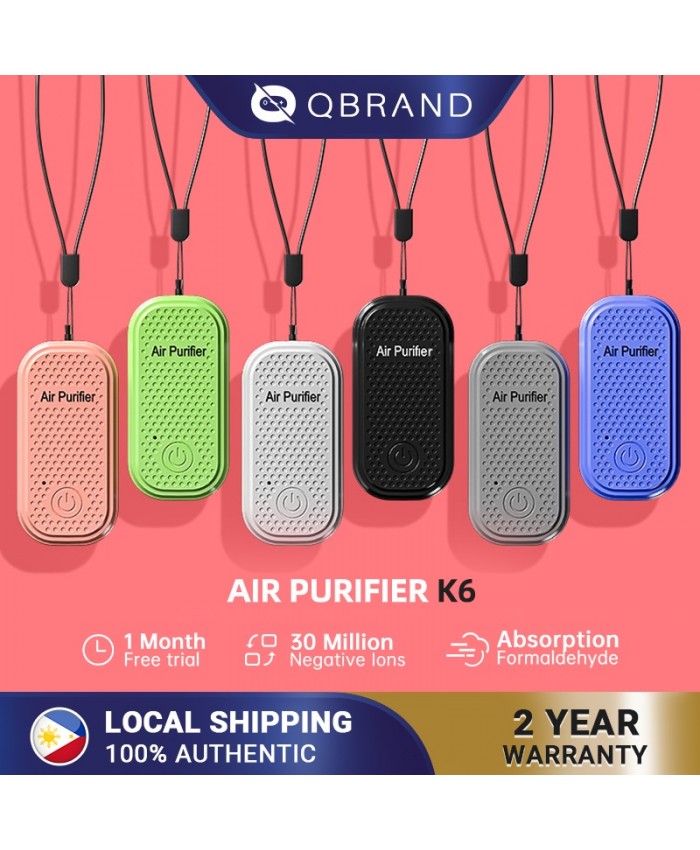 Spot goods✎Qbrand K6 Mini Air Purifier Portable Personal Ionizer Necklace Wearable Purify